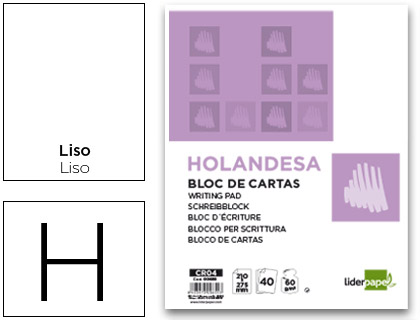 BLOC DE CARTAS LIDERPAPEL LISO HOLANDESA 40 HOJAS 60G/M2