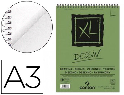 BLOC DIBUJO CANSON XL DESSIN DIN A3 LISO MICROPERFORADO ESPIRAL 29,7X42 CM 50 HOJAS 160 GR