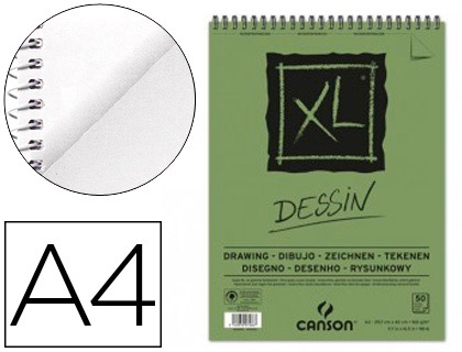 BLOC DIBUJO CANSON XL DESSIN DIN A4 LISO MICROPERFORADO ESPIRAL 21X29,7 CM 50 HOJAS 160 GR