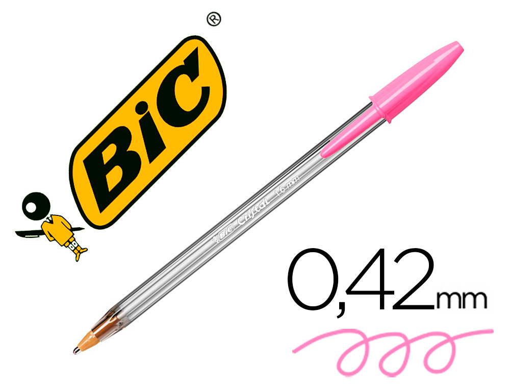 BOLIGRAFO BIC CRISTAL FUN ROSA PUNTA 1,6 MM