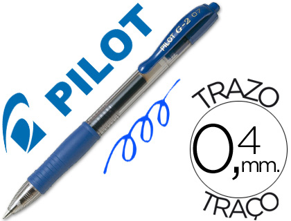 BOLIGRAFO PILOT G-2 AZUL TINTA GEL -RETRACTIL -SUJECION DE CAUCHO