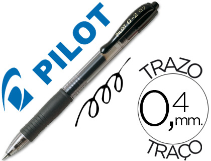 BOLIGRAFO PILOT G-2 NEGRO TINTA GEL -RETRACTIL -SUJECION DE CAUCHO