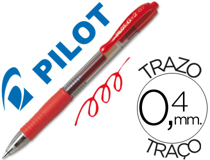 BOLIGRAFO PILOT G-2 ROJO TINTA GEL -RETRACTIL -SUJECION DE CAUCHO