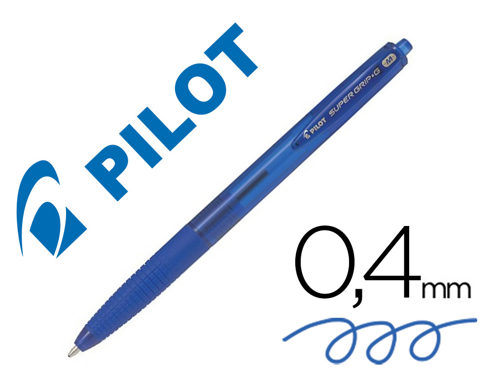 BOLIGRAFO PILOT SUPERGRIP G AZUL RETRACTIL SUJECION DE CAUCHO TINTA BASE DE ACEITE