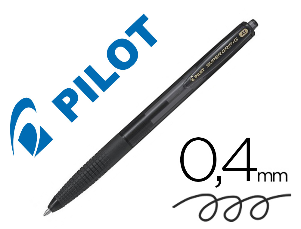 BOLIGRAFO PILOT SUPERGRIP G NEGRO RETRACTIL SUJECION DE CAUCHO TINTA BASE DE ACEITE