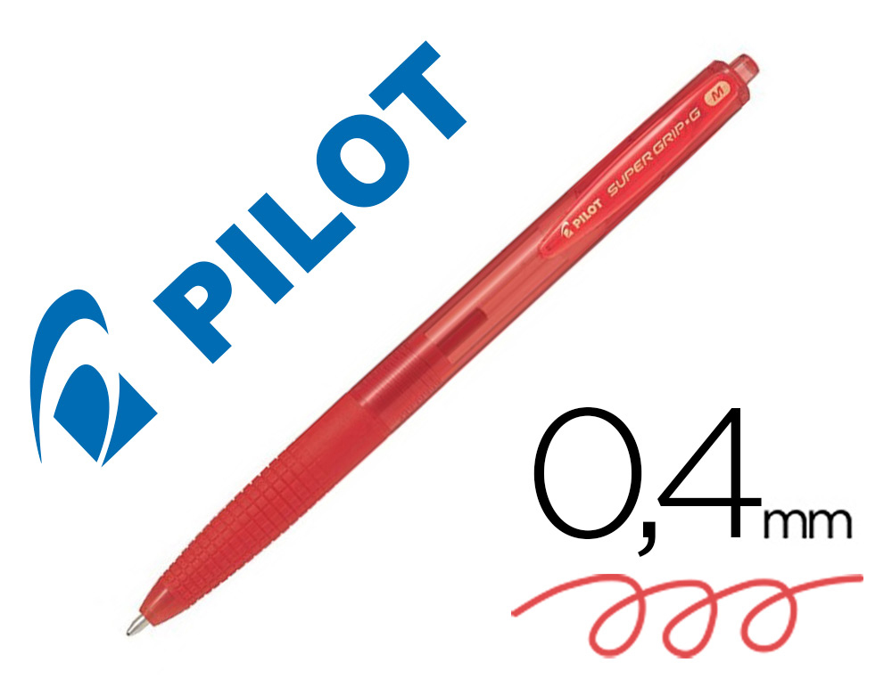 BOLIGRAFO PILOT SUPERGRIP G ROJO RETRACTIL SUJECION DE CAUCHO TINTA BASE DE ACEITE