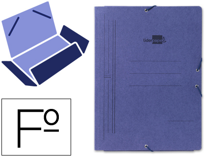 CARPETA LIDERPAPEL GOMAS FOLIO 3 SOLAPAS CARTON PINTADO AZUL