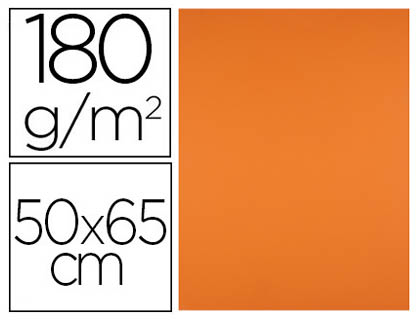 CARTULINA LIDERPAPEL 50X65 CM 180G/M2 NARANJA FUERTE PAQUETE DE 25