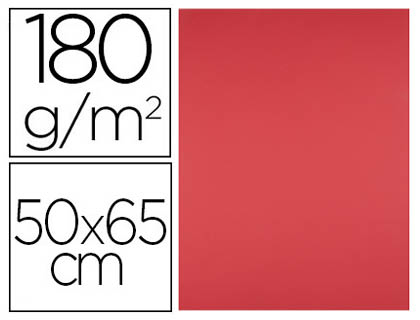 CARTULINA LIDERPAPEL 50X65 CM 180G/M2 ROJO PAQUETE DE 25