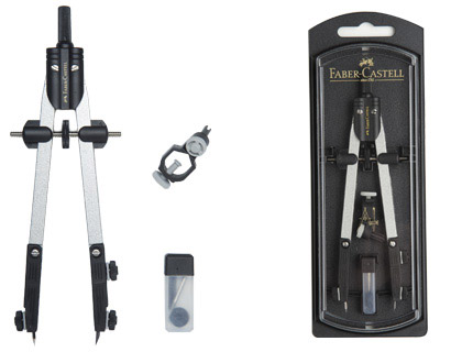 COMPAS FABER CASTELL ESCOLAR DE AJUSTE RAPIDO CON ADAPTADOR UNIVERSAL