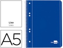 [BJ05] CUADERNO ESPIRAL LIDERPAPEL A5 MICRO SERIE AZUL TAPA BLANDA 80H 80 GR LISO 6TALADROS AZUL