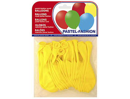 GLOBOS PASTEL AMARILLO BOLSA DE 20 UNIDADES