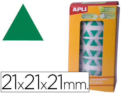 GOMETS AUTOADHESIVOS TRIANGULARES 21X21X21 MM VERDE EN ROLLO