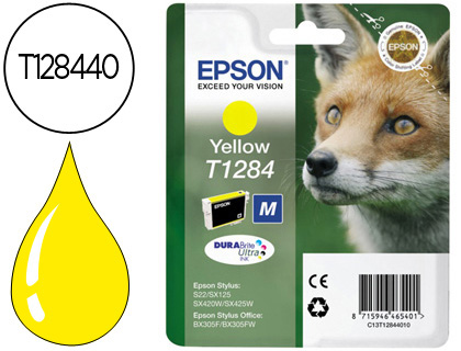 INK-JET EPSON STYLUS T1284 AMARILLO S22 / SX125 / SX420W / 425W / OFFICE BX305F -CAPACIDAD