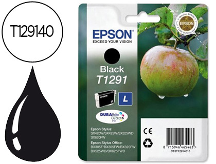 INK-JET EPSON STYLUS T1291 NEGRO SX420W / 425W / OFFICE BX305F / BX320F -ALTA CAPACIDAD-