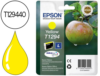 INK-JET EPSON STYLUS T1294 AMARILLO SX420W / 425W / OFFICE BX305F / BX320F -ALTA CAPACIDAD-