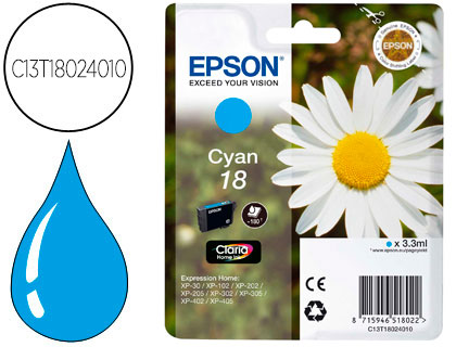 INK-JET EPSON T18 CYAN EXPRESSION HOME XP-102 XP-205 XP-305 XP-405 CAPACIDAD 180 PAG