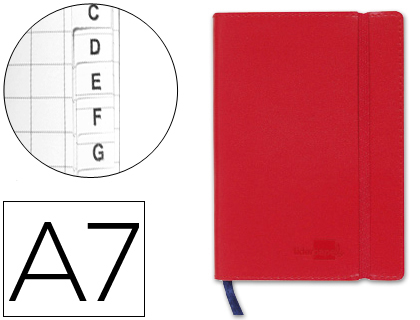 LIBRETA LIDERPAPEL SIMIL PIEL A7 120 HOJAS 70G/M2 INDICE ROJO