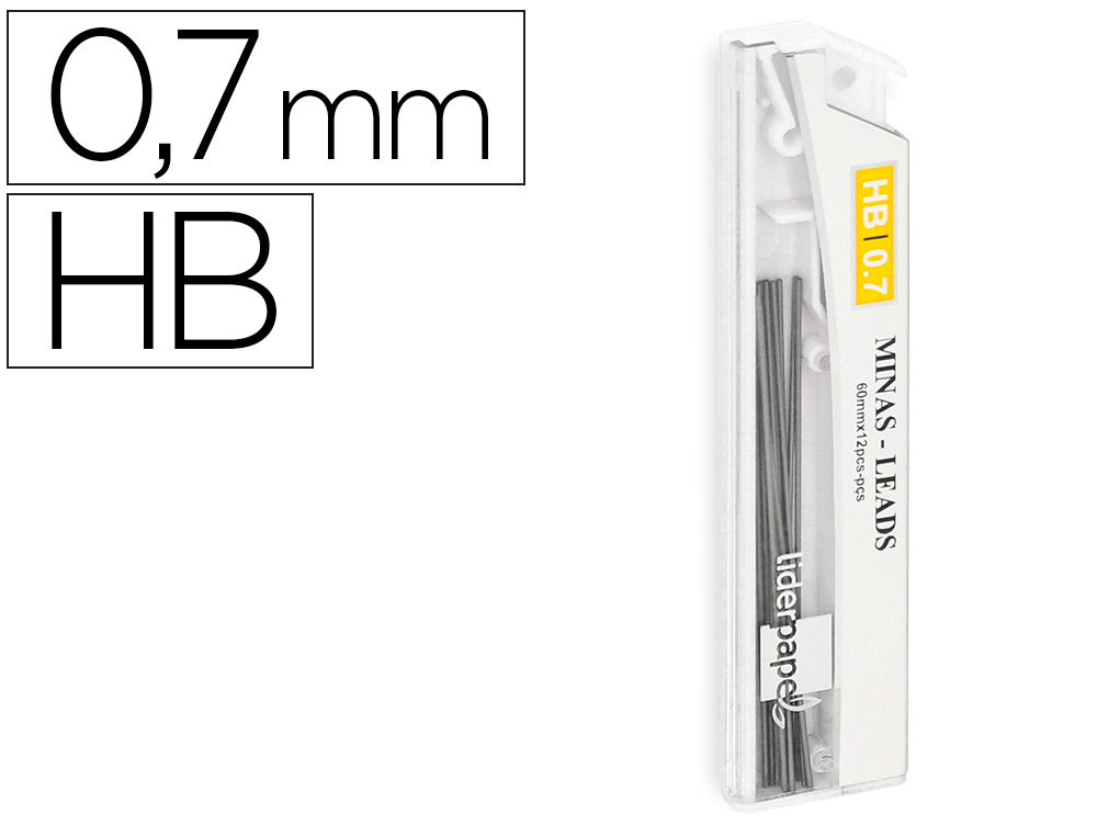 MINAS LIDERPAPEL GRAFITO 0.7 MM HB TUBO DE 12 MINAS