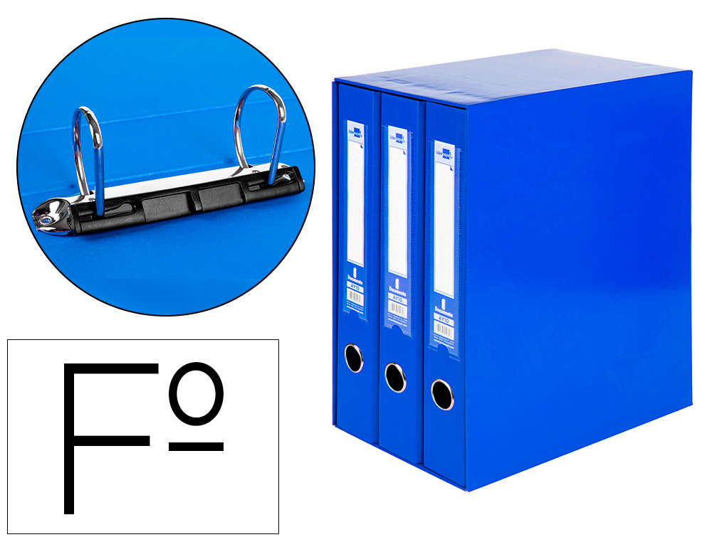 MODULO LIDERPAPEL 3 ARCHIVADORES FOLIO 2 ANILLAS MIXTAS 40MM AZUL