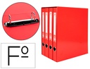 [MD43] MODULO LIDERPAPEL 4 ARCHIVADORES FOLIO 2 ANILLAS MIXTAS 25MM ROJO