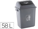 [KF16746] PAPELERA CONTENEDOR Q-CONNECT PLASTICO CON TAPA DE BALANCIN 58 LITROS GRIS 470X330X760 MM