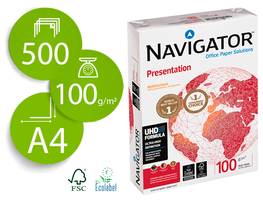 PAPEL FOTOCOPIADORA NAVIGATOR DIN A4 100 GRAMOS PAPEL MULTIUSO INK-JET Y LASER-PAQUETE DE 500 HOJAS