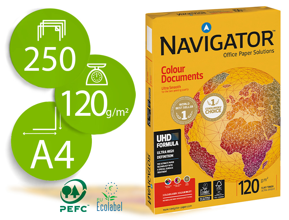 PAPEL FOTOCOPIADORA NAVIGATOR DIN A4 120 GRAMOS -PAQUETE DE 250 HOJAS