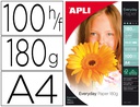 [11475] PAPEL FOTOGRAFICO APLI GLOSSY DIN A4 PACK 100 HOJAS DE 180 GRS