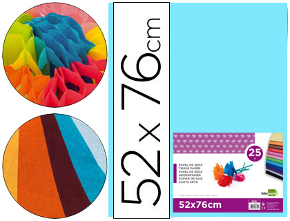 PAPEL SEDA LIDERPAPEL CELESTE 52X76 CM 18 GR -PAQUETE DE 25 HOJAS