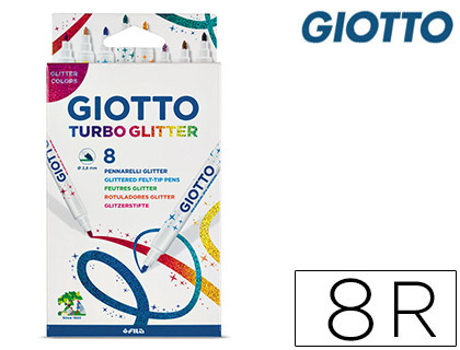 ROTULADOR GIOTTO TURBO GLITTER PURPURINA CAJA DE 8 UNIDADES