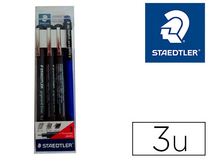 ROTULADOR STAEDTLER CALIBRADO MICROMETRICO NEGRO BOLSA DE 3 UNIDADES 0,2 -0,4- 0,8 MM + PORTAMINAS 777 REGALO