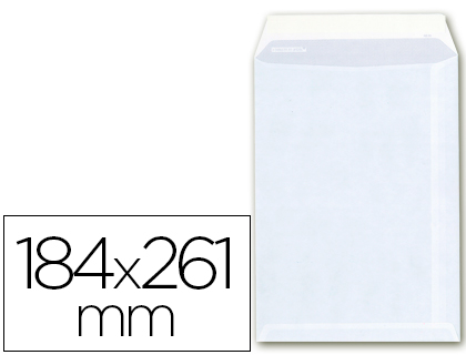 SOBRE BOLSA A-6 OFFSET BLANCO 100G 184X261 MM CON TIRA DE SILICONA -CAJA 250