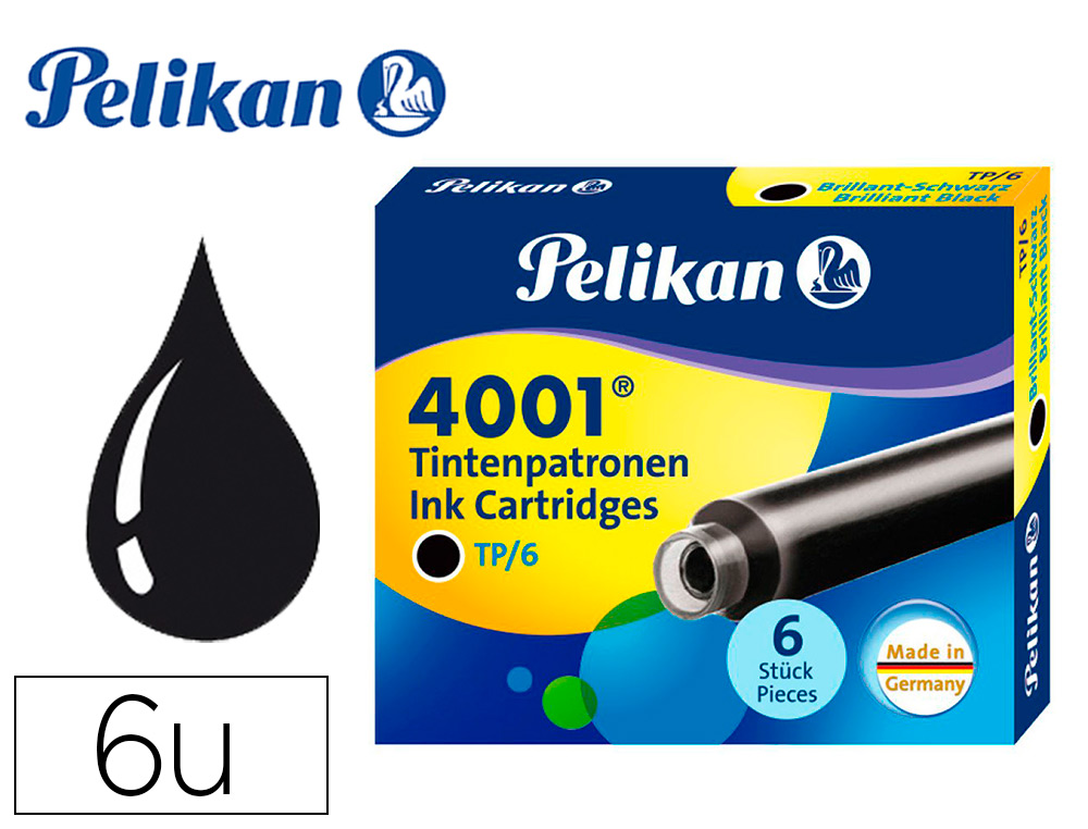 TINTA PARA PLUMAS PELIKAN NEGRA -CAJA 6 CARTUCHOS