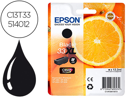 INK-JET EPSON EXPRESSION PREMIUN T3351 33XL XP-530 / XP-630 / XP-640 / XP-830 / XP-900 NEGRO 530 PAG