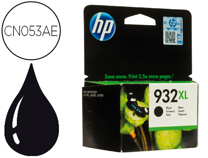 INK-JET HP 932XL NEGRO CN053AE OFFICEJET 6100/6600 CAPACIDAD 1000 PAG