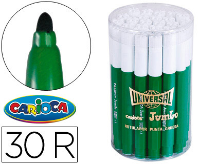 ROTULADOR CARIOCA JUMBO VERDE PUNTA GRUESA -BOTE DE 30 UNIDADES