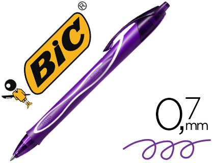 BOLIGRAFO BIC GELOCITY QUICK DRY RETRACTIL TINTA GEL PURPURA PUNTA DE 0,7 MM