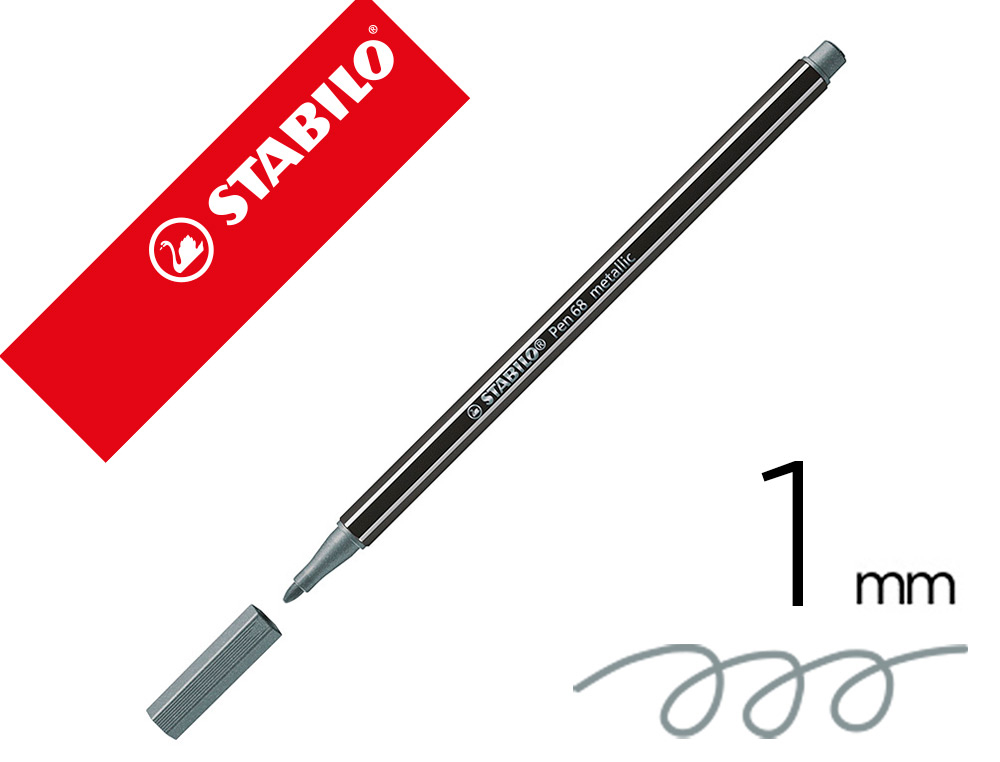 ROTULADOR STABILO PEN 68 METALICO PLATA 1 MM