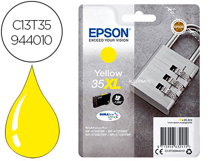 INK-JET EPSON 35XL T3594 PRO WF-4720DWF / 4725DWF / 4730DTWF / 4740DTWF AMARILLO ALTA CAPACIDAD 1900 PAGINAS