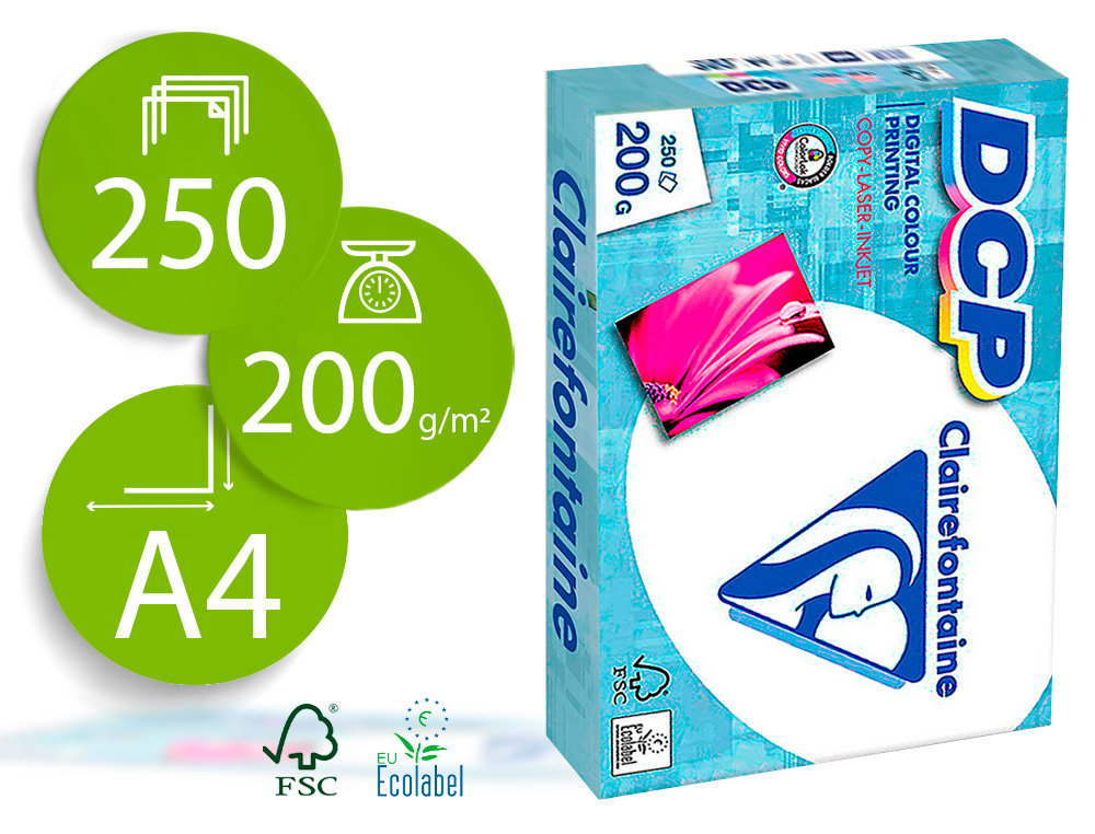 PAPEL FOTOCOPIADORA CLAIREFONTAINE DIN A4 200 GR PAQUETE DE 250 HOJAS