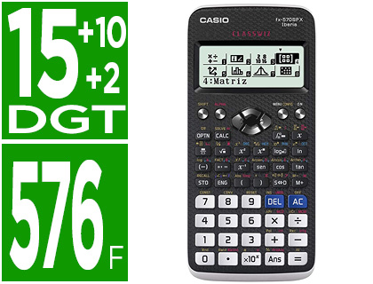 CALCULADORA CASIO FX-570SPCW CLASSWIZ CIENTIFICA 576 FUNCIONES 9 MEMORIAS 15+10+2 DIGITOS CODIGO QR CON TAPA