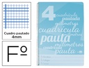 [BE36] CUADERNO ESPIRAL LIDERPAPEL FOLIO PAUTAGUIA TAPA PLASTICO 80H 80GR CUADRO PAUTADO 4MM CON MARGEN COLOR AZUL