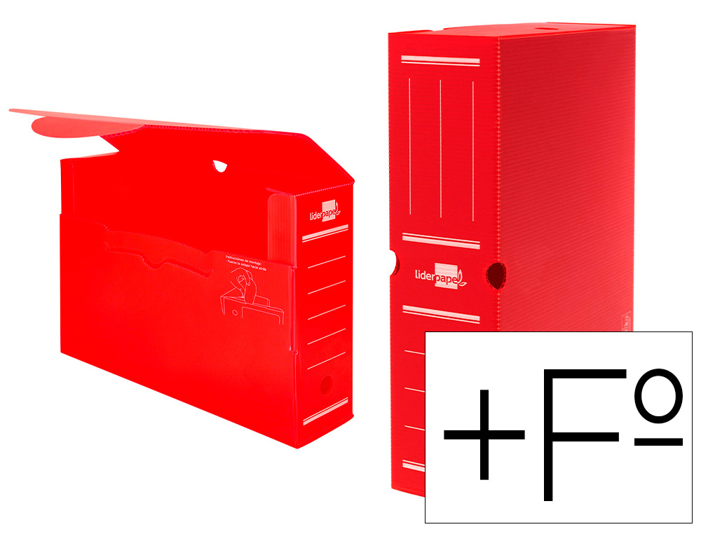 CAJA ARCHIVO DEFINITIVO PLASTICO LIDERPAPEL ROJO TAMAÑO 387X275X105 MM