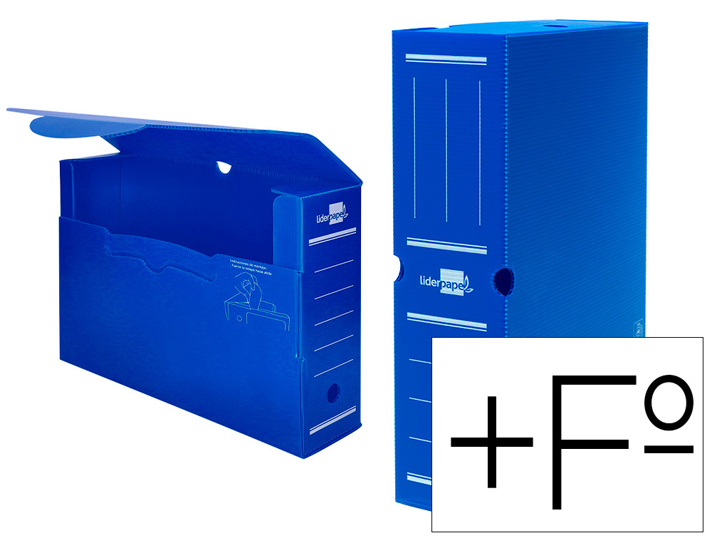 CAJA ARCHIVO DEFINITIVO PLASTICO LIDERPAPEL AZUL TAMAÑO 387X275X105 MM