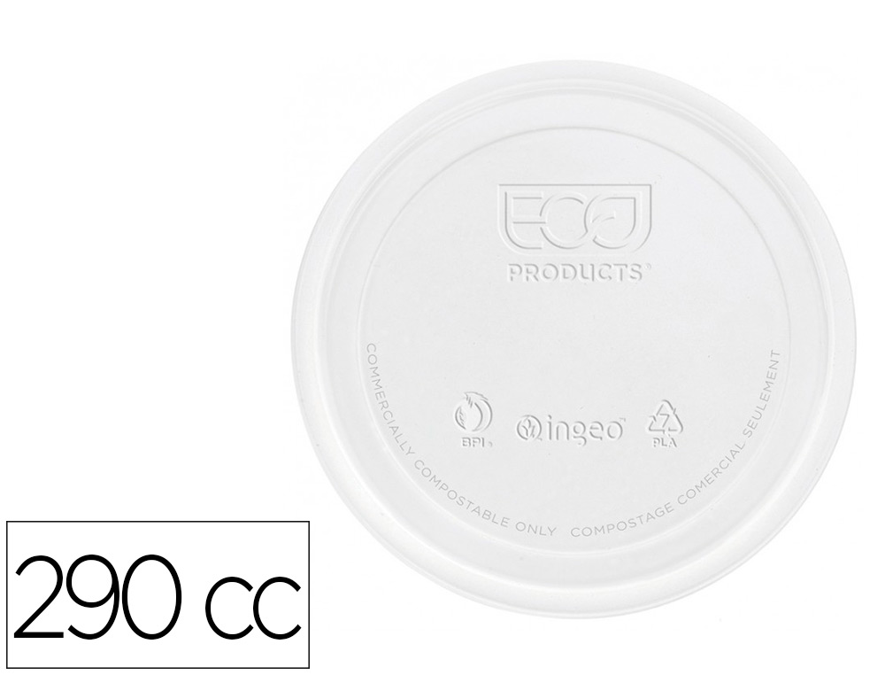 TAPA DE PLASTICO BIODEGRADABLE PARA VASO DE 290 CC PAQUETE DE 100 UNIDADES