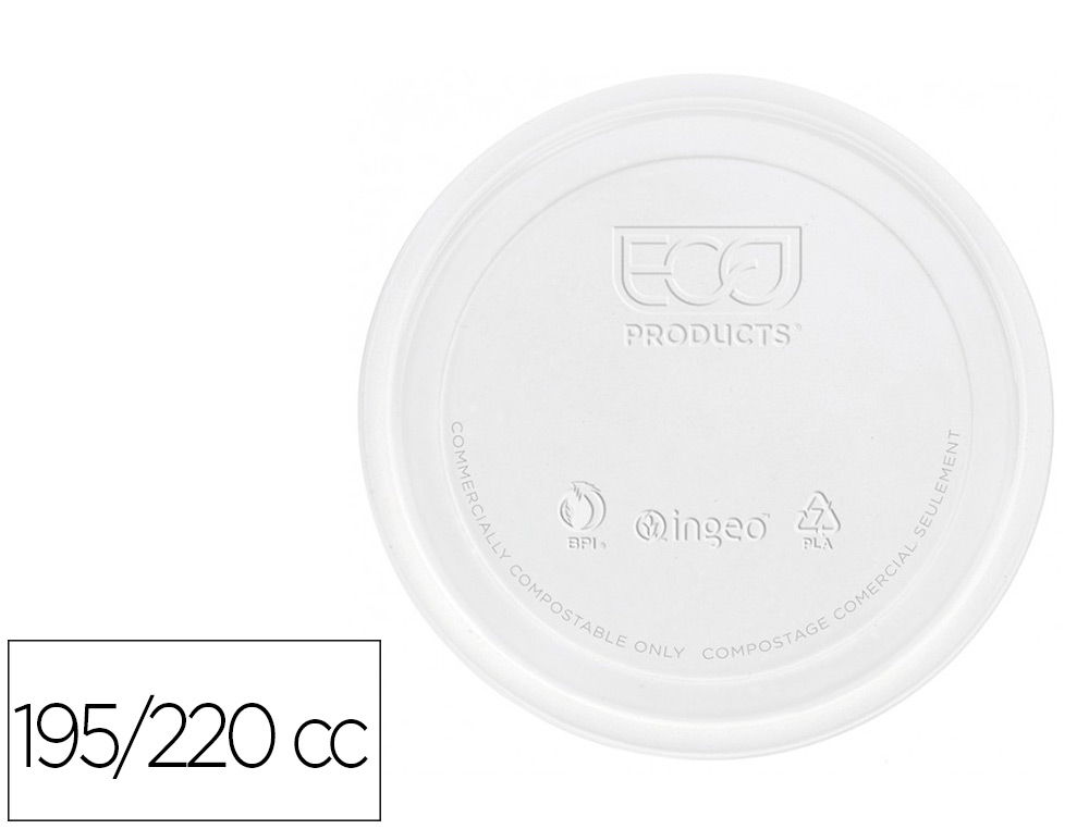 TAPA DE PLASTICO BIODEGRADABLE PARA VASO DE 195/220 CC PAQUETE DE 100 UNIDADES