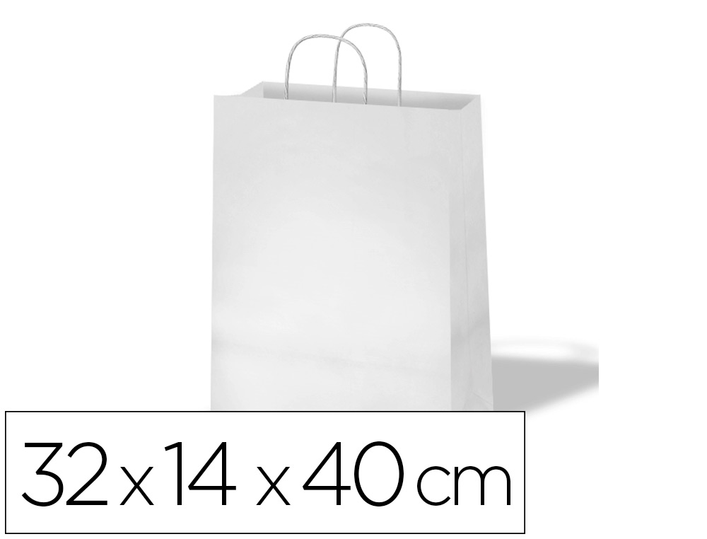 BOLSA DE PAPEL BASIKA CELULOSA BLANCO ASA RETORCIDA TAMAÑO \&quot;L\&quot; 320X140X400 MM