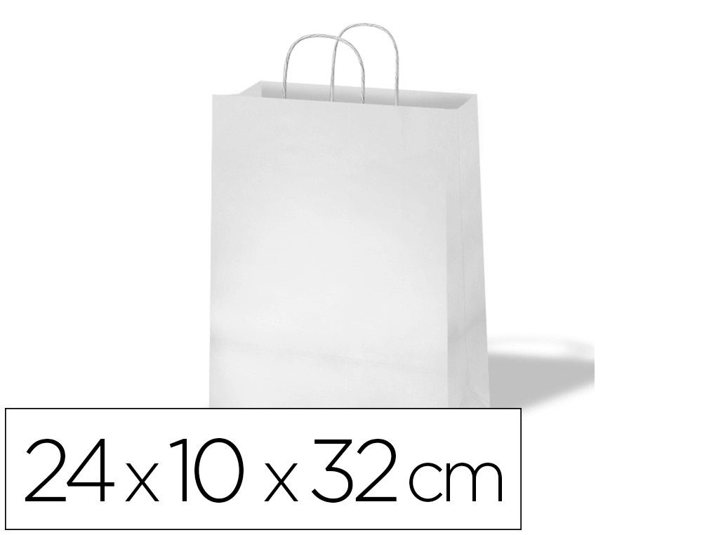 BOLSA DE PAPEL BASIKA CELULOSA BLANCO ASA RETORCIDA TAMAÑO \&quot;S\&quot; 240X100X320 MM