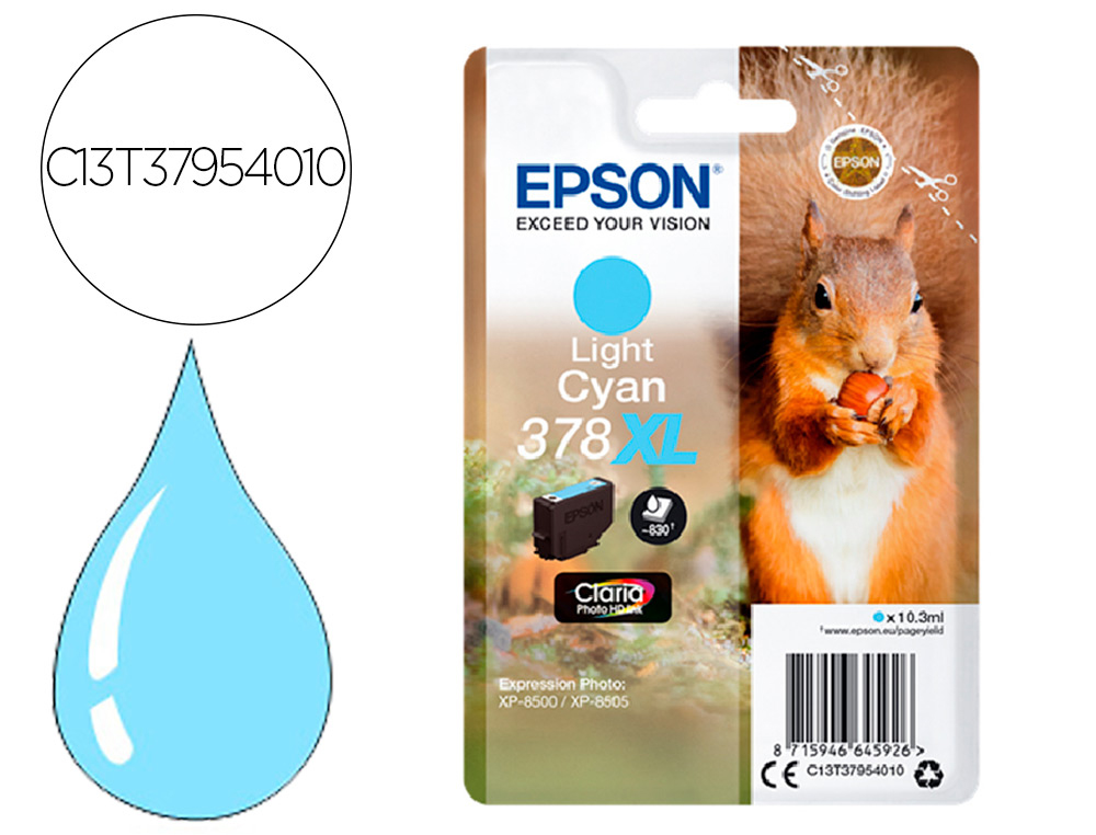 INK-JET EPSON 378 XL EXPRESSION HOME XP-8605 / 8606 / XP-15000 / XP-8500 / 8505 CIAN CLARO 830 PAG